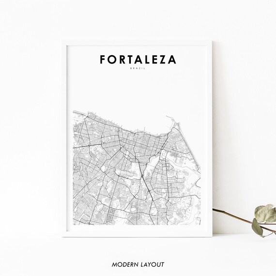 Fortaleza Brazil Map Print Brasil Art Poster Cear City Street Road Nursery Room Office Wall Decor Minimalist