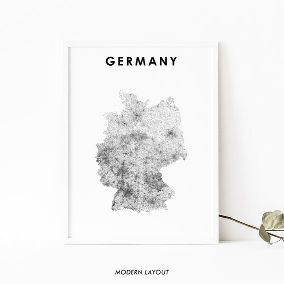 Germany Map Print Poster, Nursery Room Wall Decor