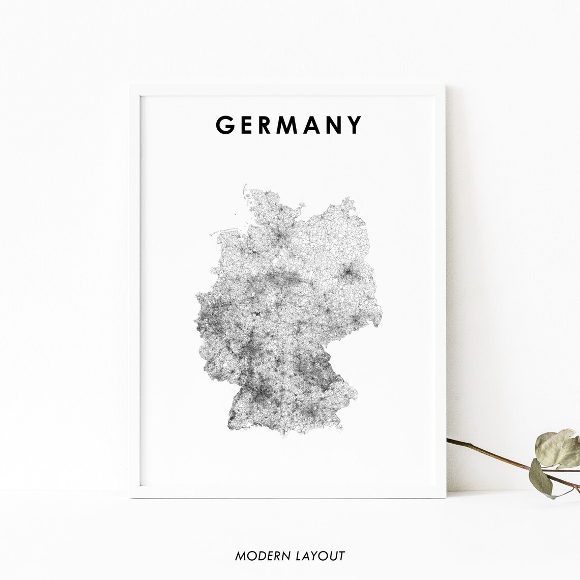 Germany Map Print Poster, Nursery Room Wall Decor