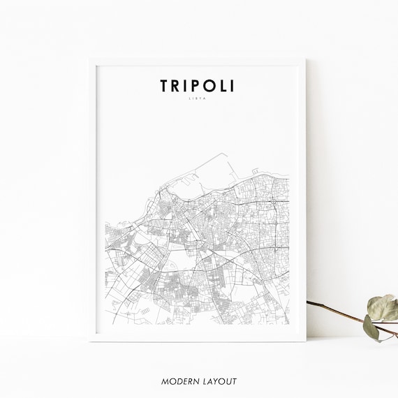 Tripoli Libya Map Print Art Poster Tripolis City Street Road Nursery Room Wall Office Decor