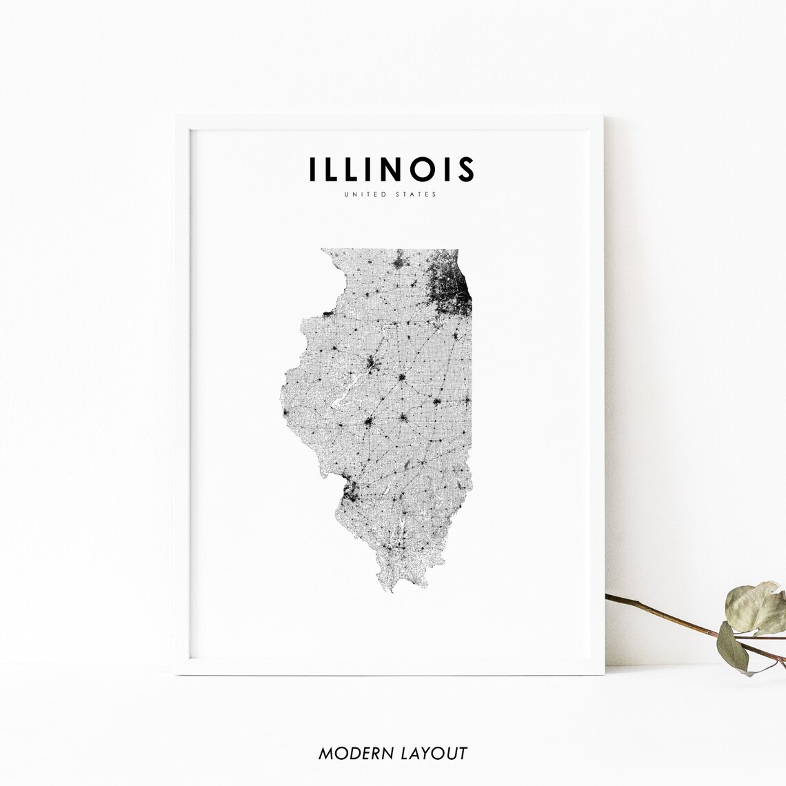 Illinois Map Art Print, Nursery Room Wall Decor