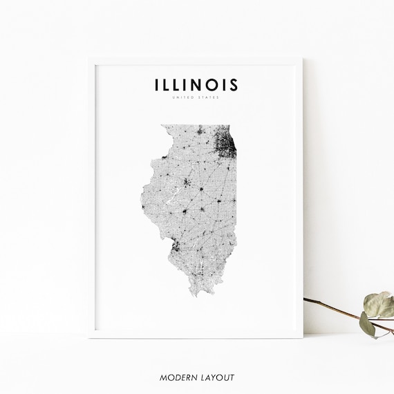 Illinois Map Art Print, Nursery Room Wall Decor