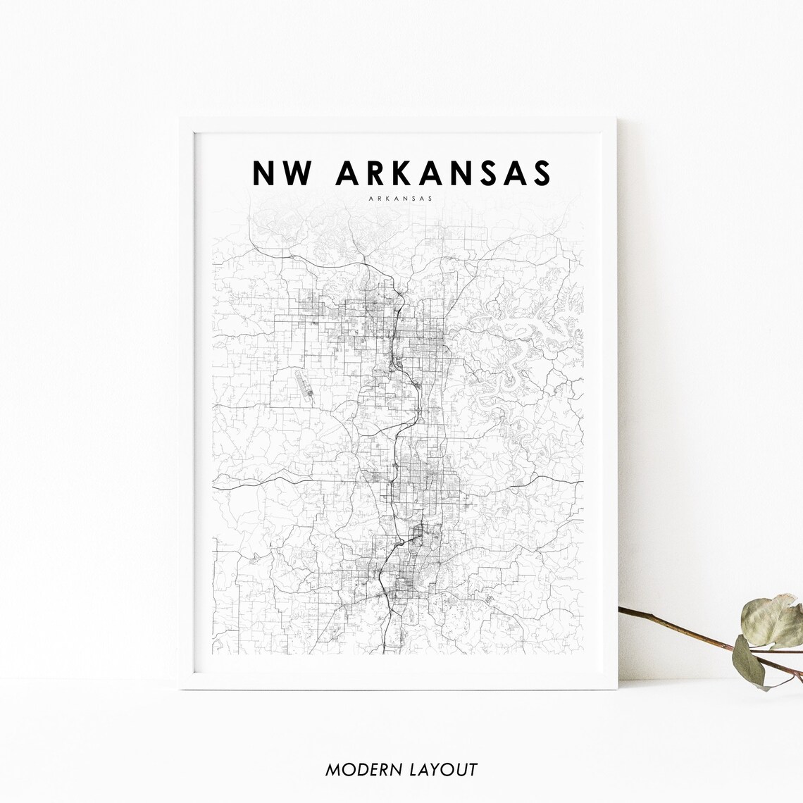 Northwest Arkansas Map Art Print, Nursery Room Decor