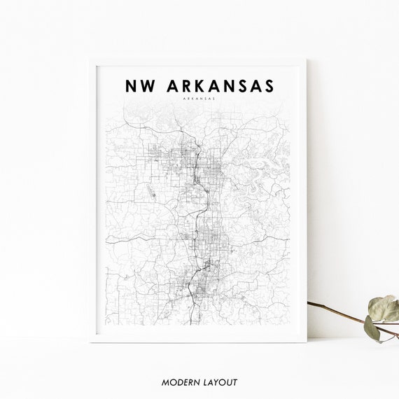 Northwest Arkansas Map Art Print, Nursery Room Decor