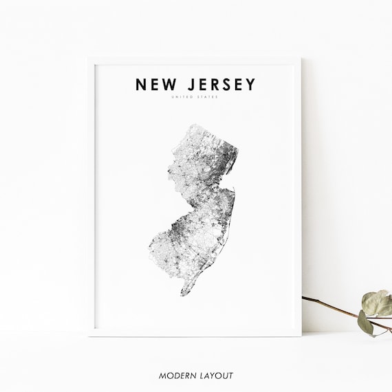 New Jersey Map Art Print, USA State Road Poster