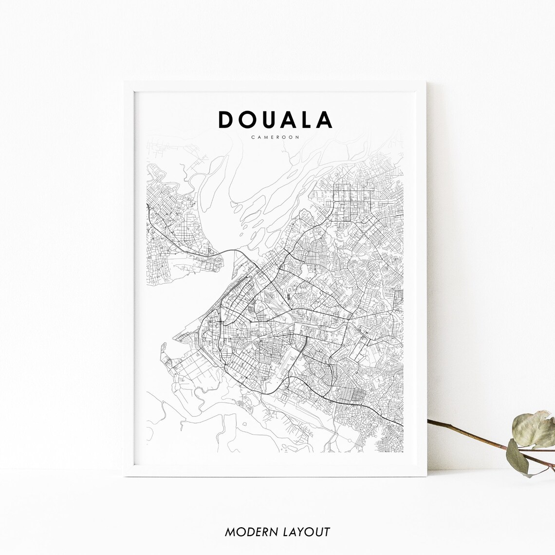 Douala Cameroon Map Art Print, Africa City Map
