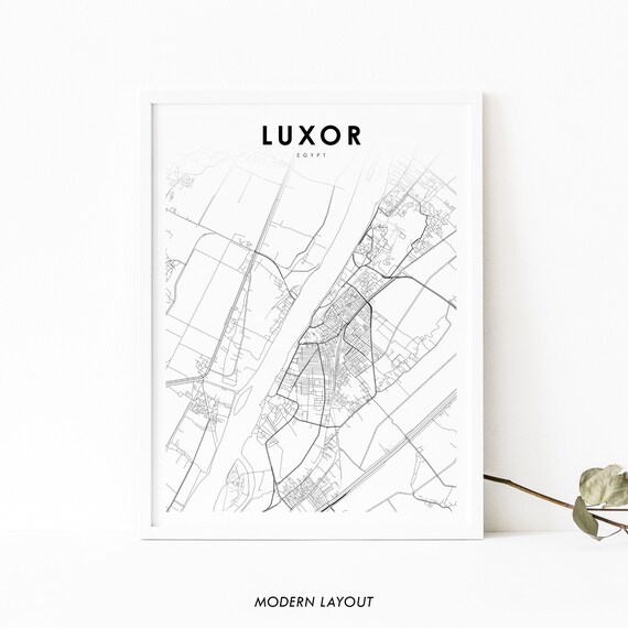 Luxor Egypt Map Print Art Poster Arab Africa City Street Road Nursery Room Wall Office Decor