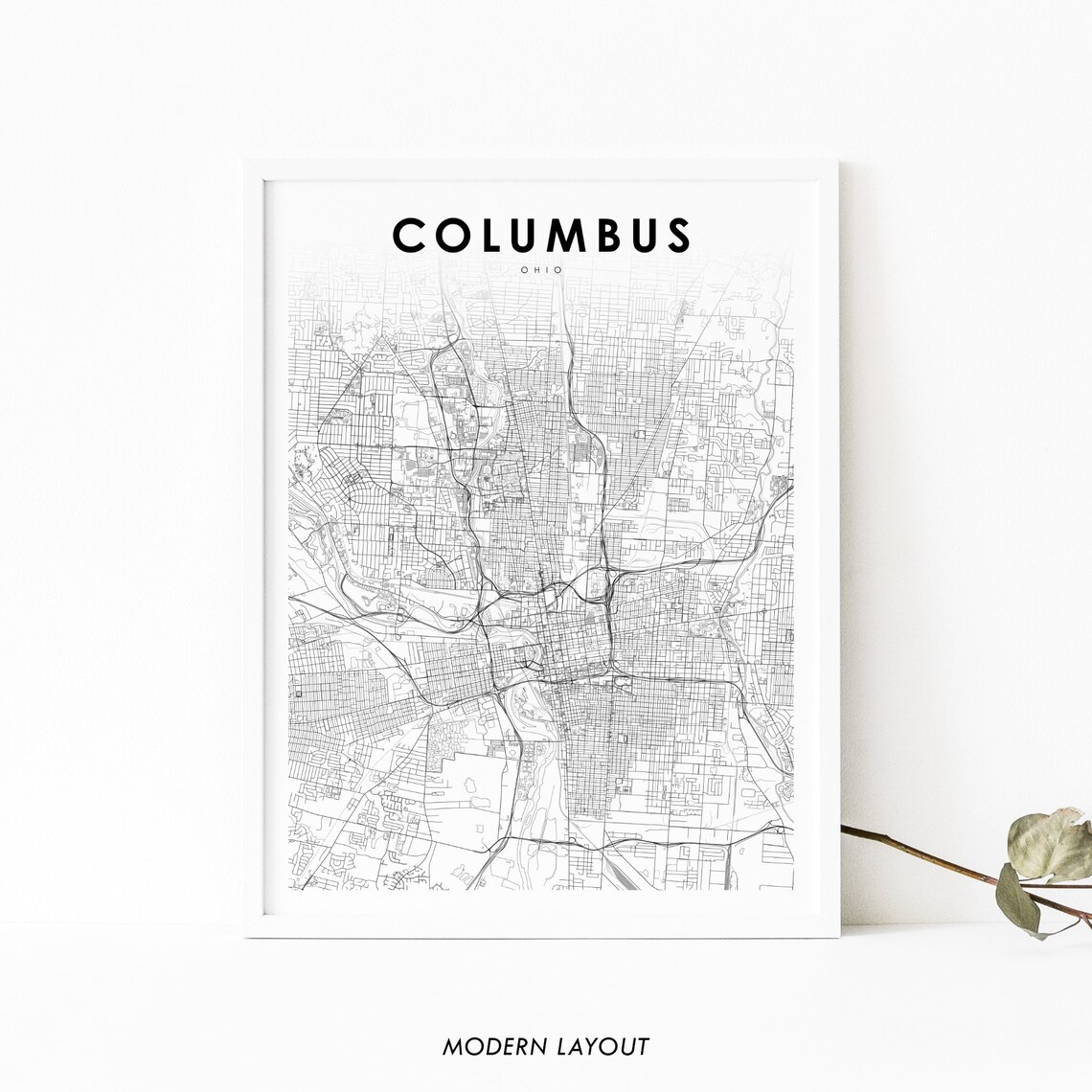 Columbus OH Map Print, Ohio USA City Poster