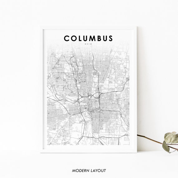 Columbus OH Map Print, Ohio USA City Poster