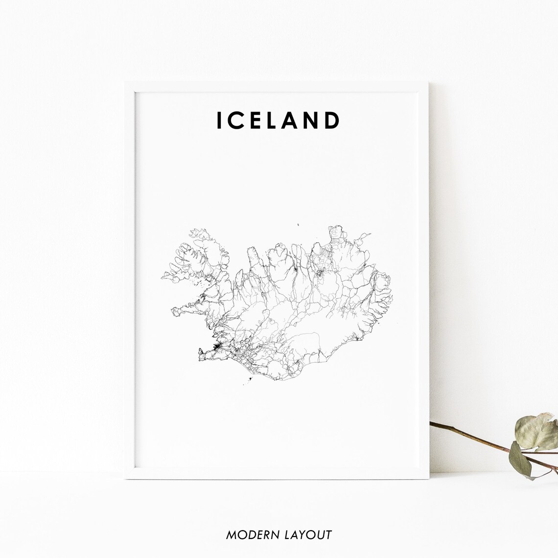 Iceland Map Print, Country Road Poster, Reykjavik