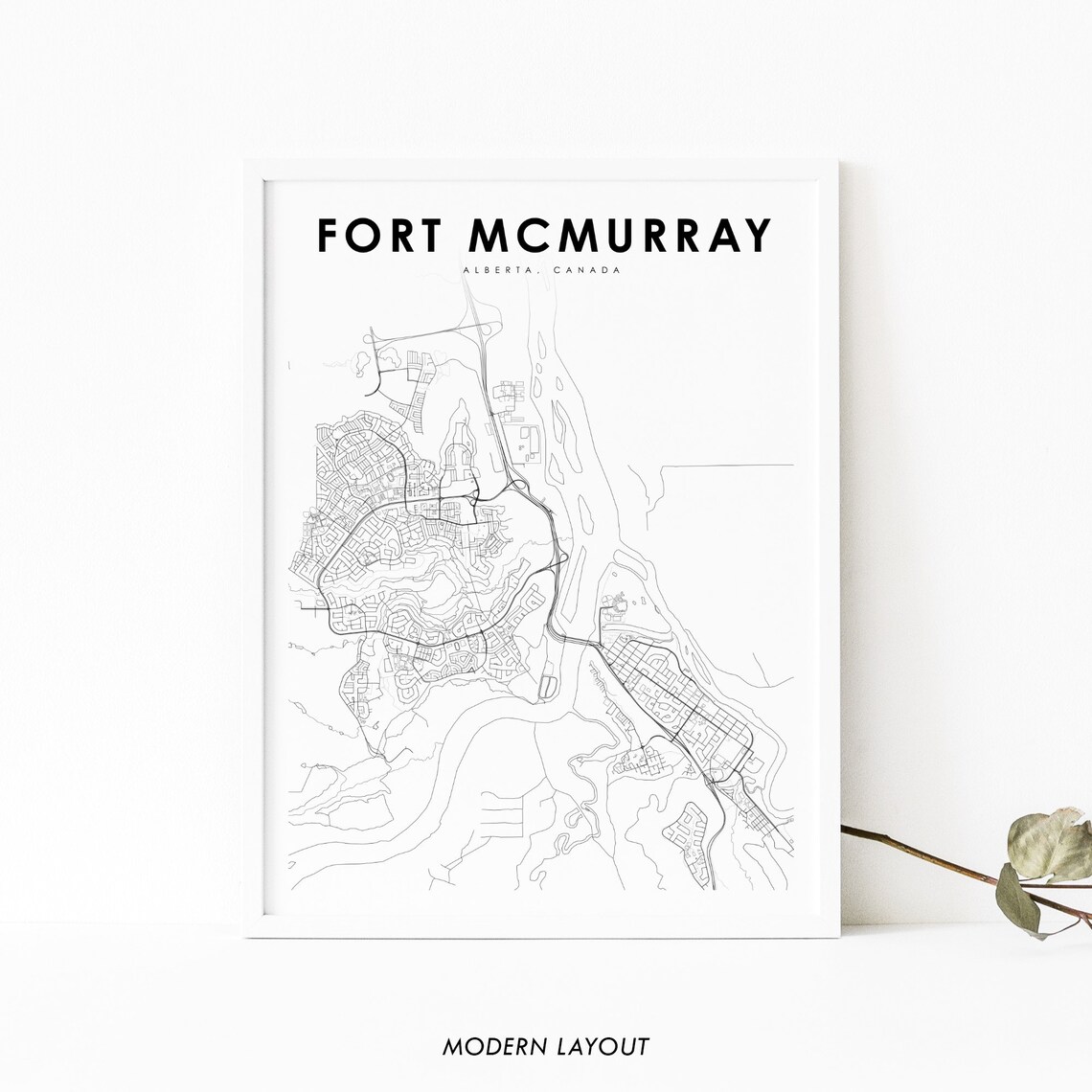 Fort McMurray Alberta Map Art Print, Canada