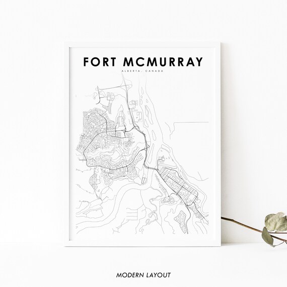 Fort McMurray Alberta Map Art Print, Canada