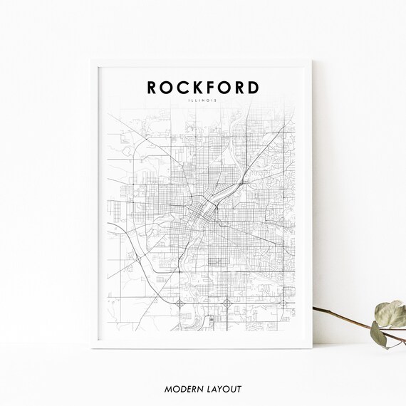 Rockford Il Map Print Illinois Usa Art Poster Winnebago County City Street Road Nursery Room Office Wall Decor