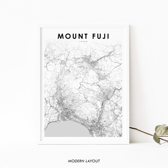 Mount Fuji Japan Minimalist Street Map in Modern Layout Art Print