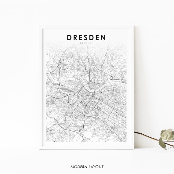 Dresden Germany Map Print Art Poster Saxony City Street Road Nursery Room Wall Office Decor