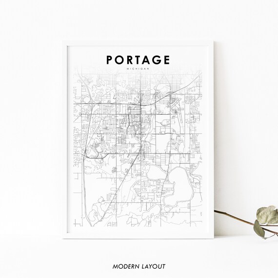 Portage Mi Map Print Michigan Usa Art Poster Kalamazoo City Street Road Nursery Room Wall Office Decor