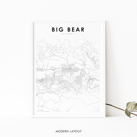 Big Bear California Mountain Town Street Map Minimalist Poster