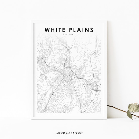 White Plains New York Minimal Street Map Modern Layout Poster