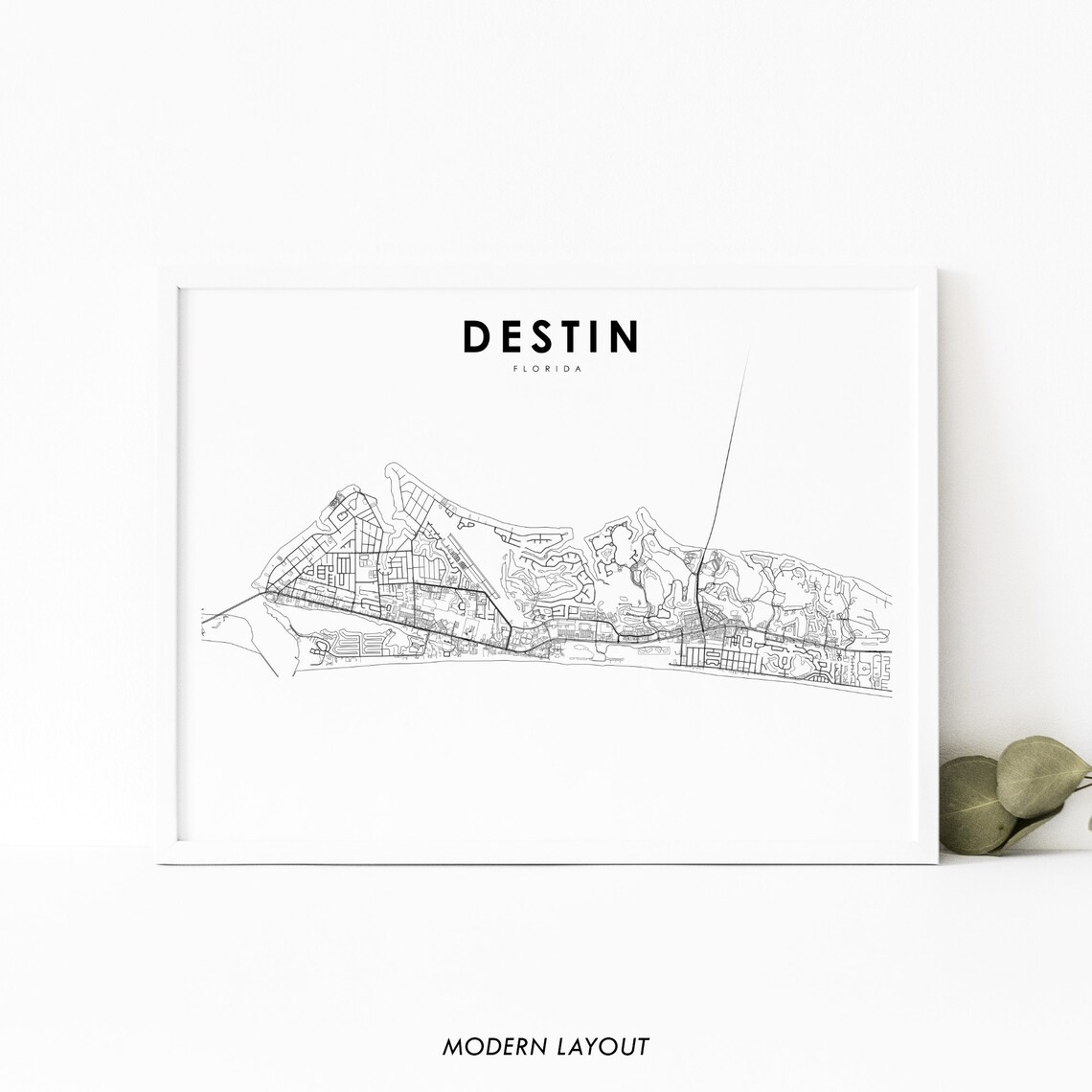 Destin FL Map Print, Florida USA Travel Poster