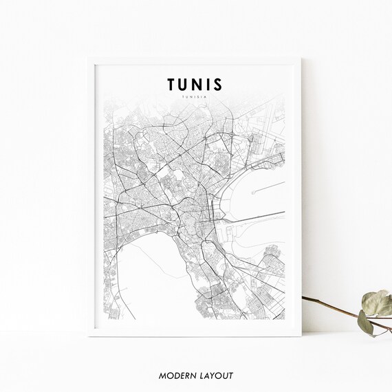 Tunis Tunisia City Street Map Minimalist Line Drawing Poster