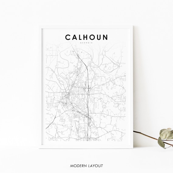 Calhoun GA Map Print, Georgia USA Travel Poster