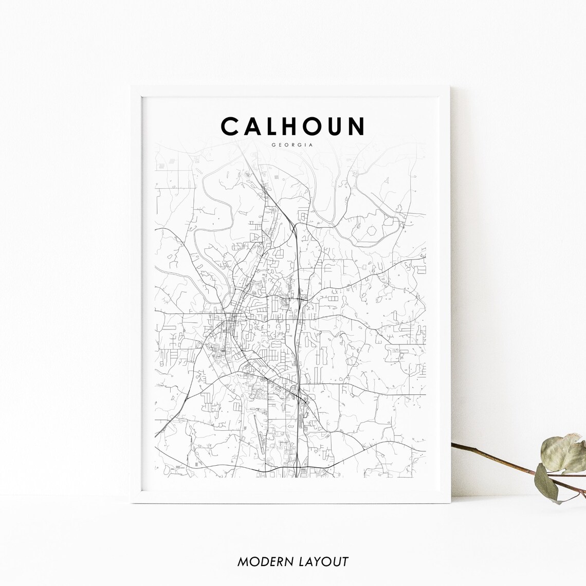 Calhoun GA Map Print, Georgia USA Travel Poster