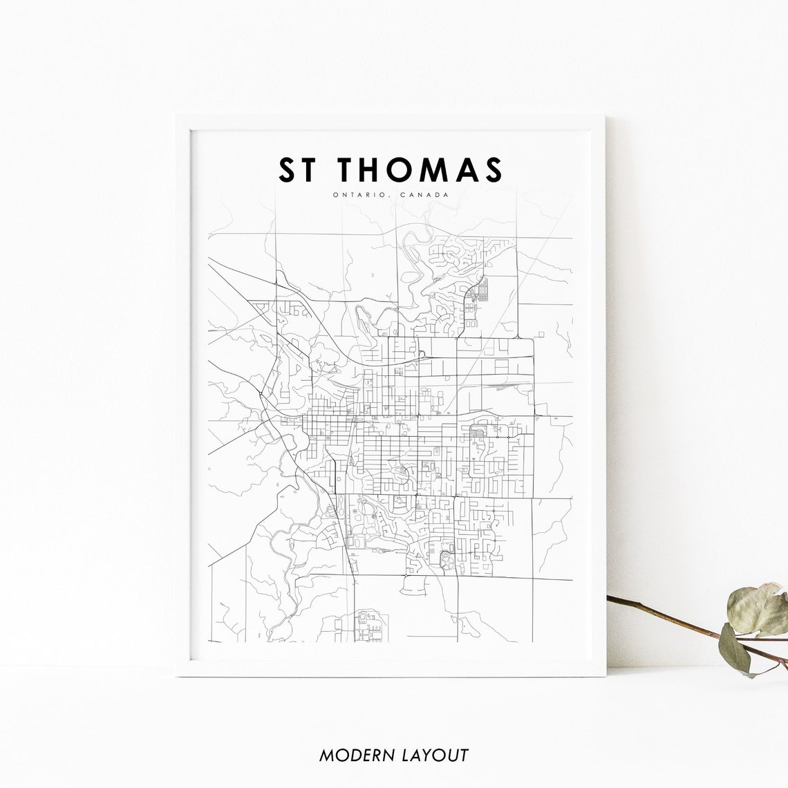 St Thomas Ontario Canada Minimalist City Map Modern Layout Poster