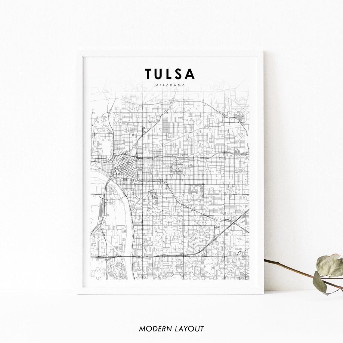 Tulsa OK Map Print, Oklahoma City Street Poster
