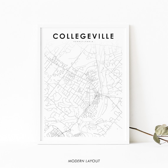 Collegeville Pennsylvania Street Map Minimalist Black and White Art Poster