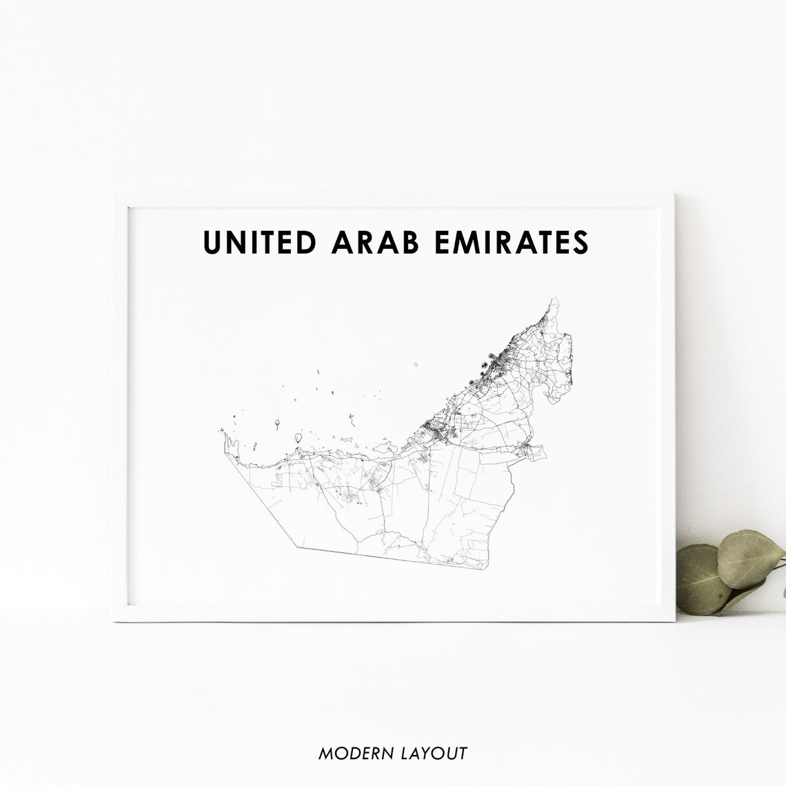 United Arab Emirates Minimalist Country Map Modern Layout Poster