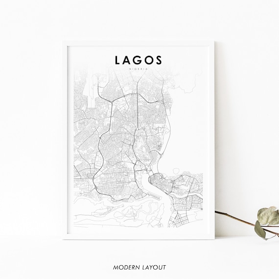 Lagos Nigeria Map Art Print, Nursery Room Decor