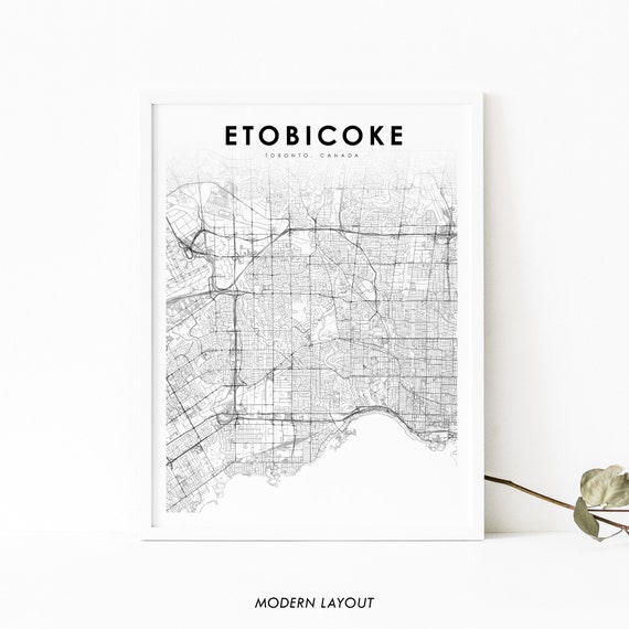 Etobicoke Toronto Map Print, Ontario City Poster