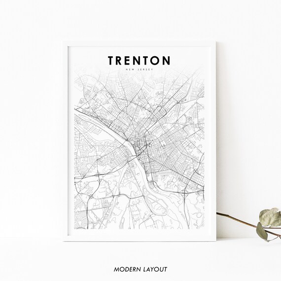 Trenton New Jersey City Street Map Minimalist Black and White Art Poster