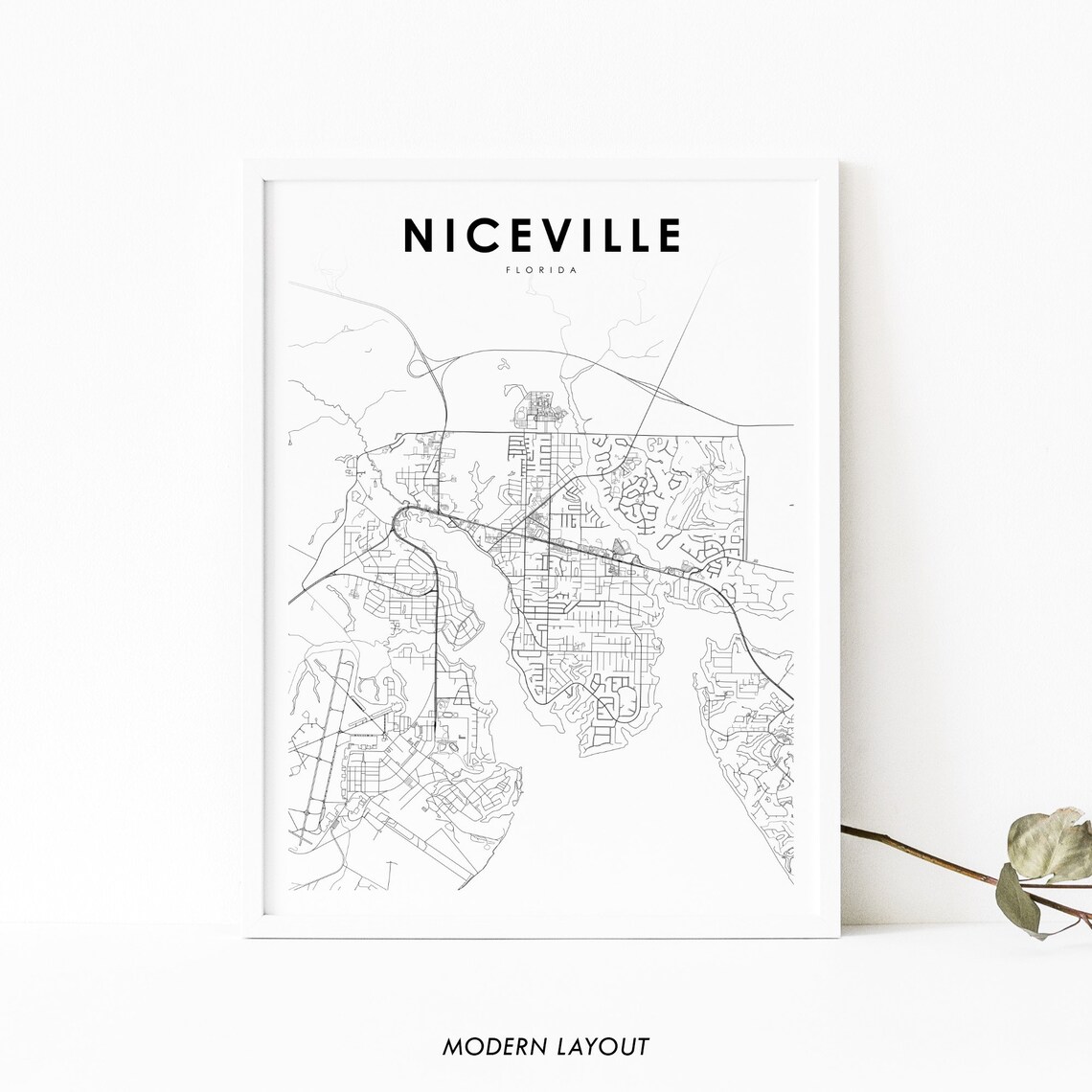 Niceville, FL Map Print, Florida City Poster