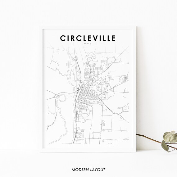 Circleville Oh Map Print Ohio Usa Art Poster Pickaway County City Street Road Nursery Room Wall Office Decor