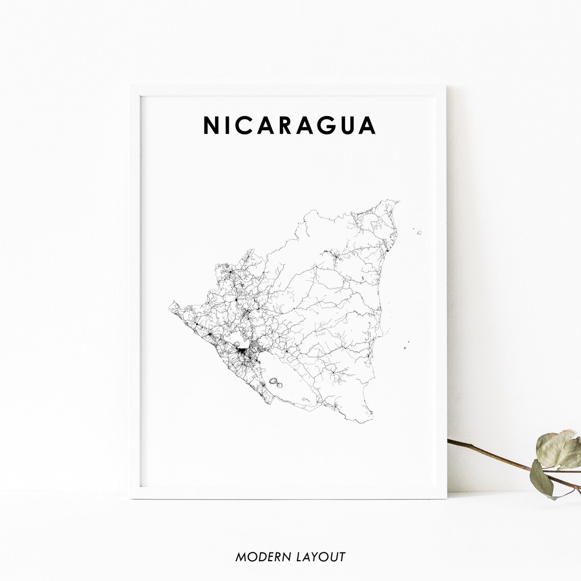Nicaragua Map Print, Central America Travel Poster