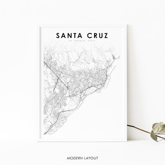 Santa Cruz De Tenerife Map Art Print, Spain