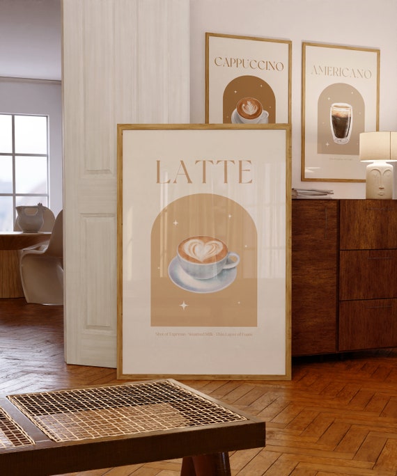 Latte Coffee Print Coffee Poster Coffee Nook Wall Art Print Trendy Kitchen Print Coffee Shop Print Cafe Print