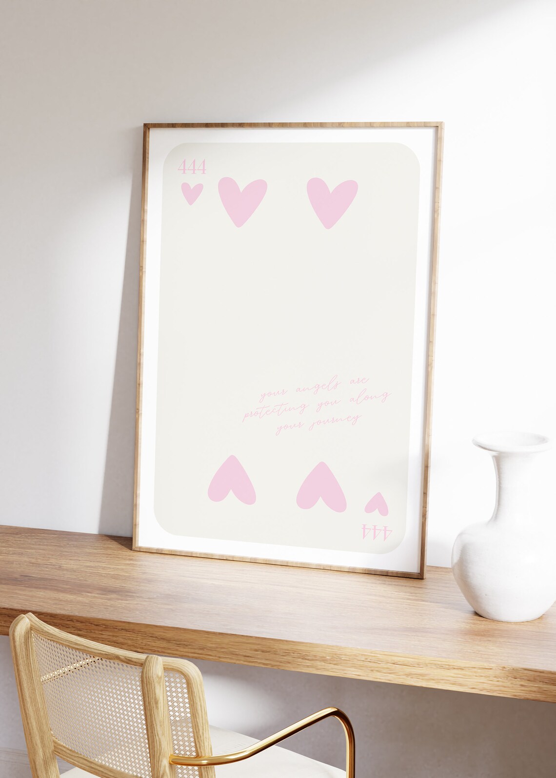 Angel Number 444 Poster, Pink Playing Card Print - Image 4