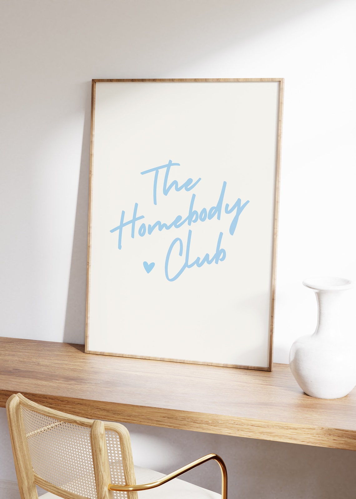 The Homebody Club Sky Blue Heart Flowing Script Calm Decor Poster - Image 4