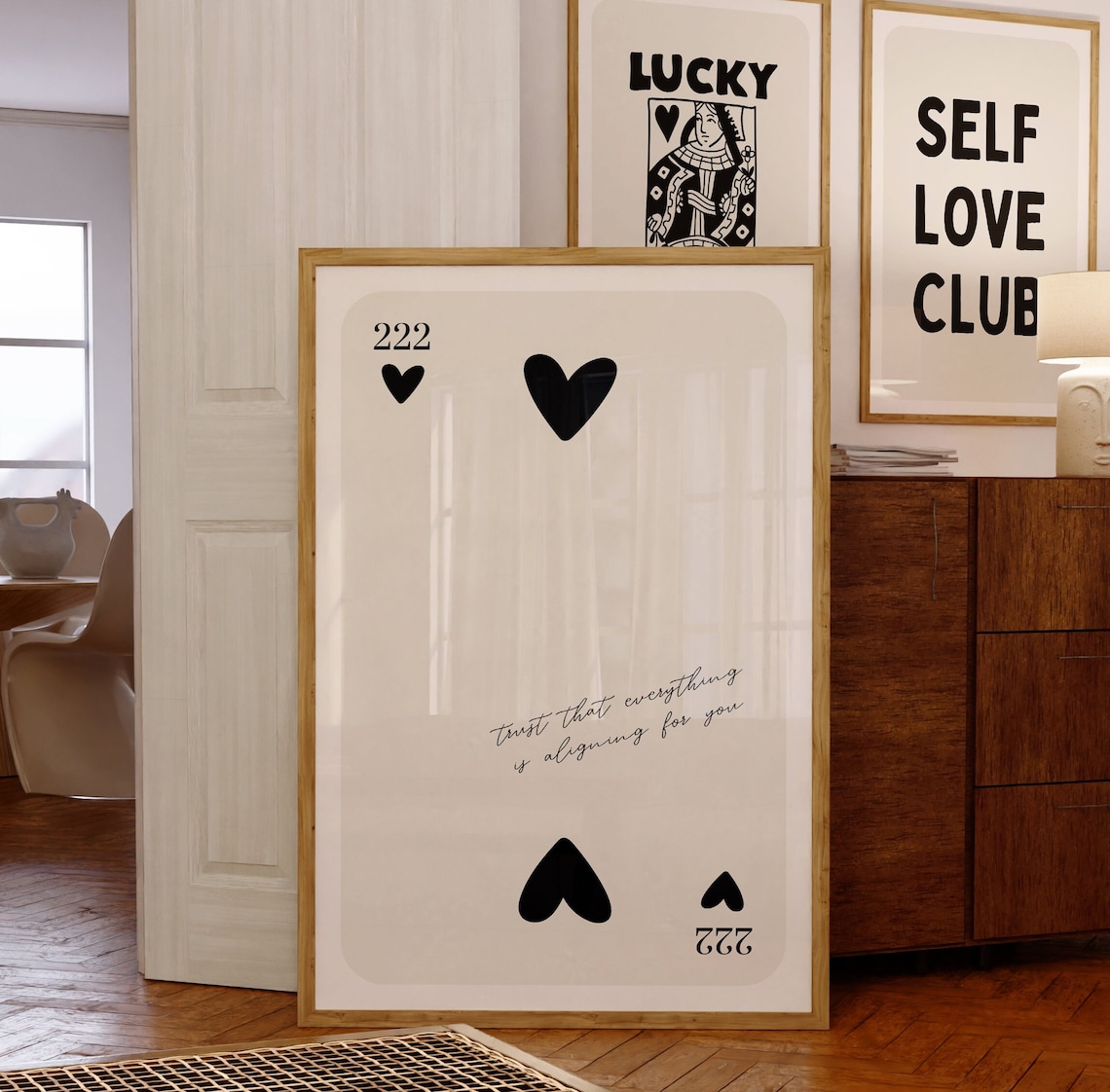 Angel Number 222 Playing Card Poster, Wall Art Print