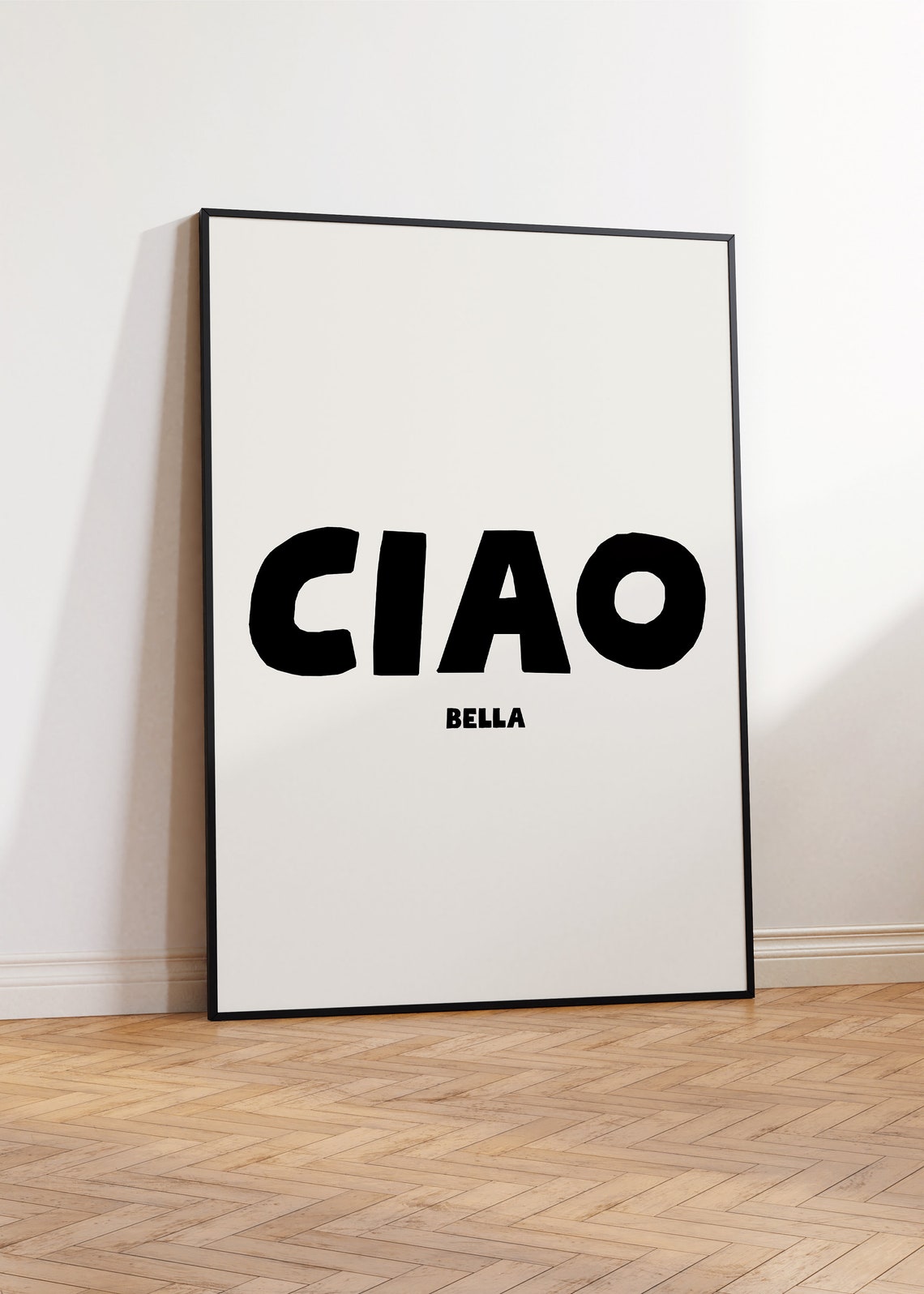Ciao Bella Bold Black Typography Italian Greeting Wall Poster - Image 2