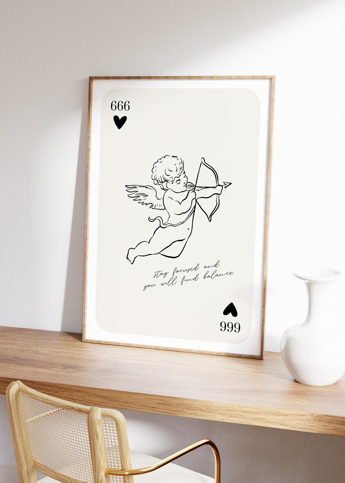 Angel Number 666 Cherub Archer Stay Focused Balance Card Poster - Image 2