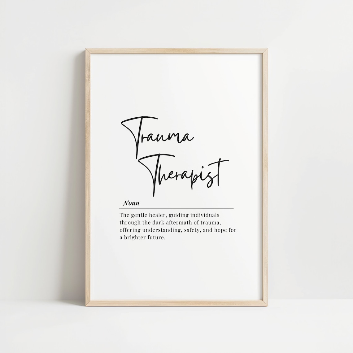 Trauma Therapist Definition Script Typography Mental Health Gift Decor Poster