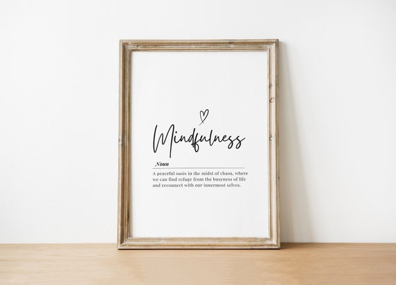 Mindfulness Quote Print Inspirational Word Art Home Decor Wall Poster Modern Calligraphy Zen