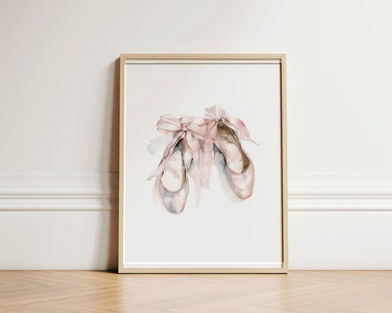 Ballet Shoes Print Feminine Wall Art Pink Pointe Shoe Decor Poster Ballerina Room Preppy