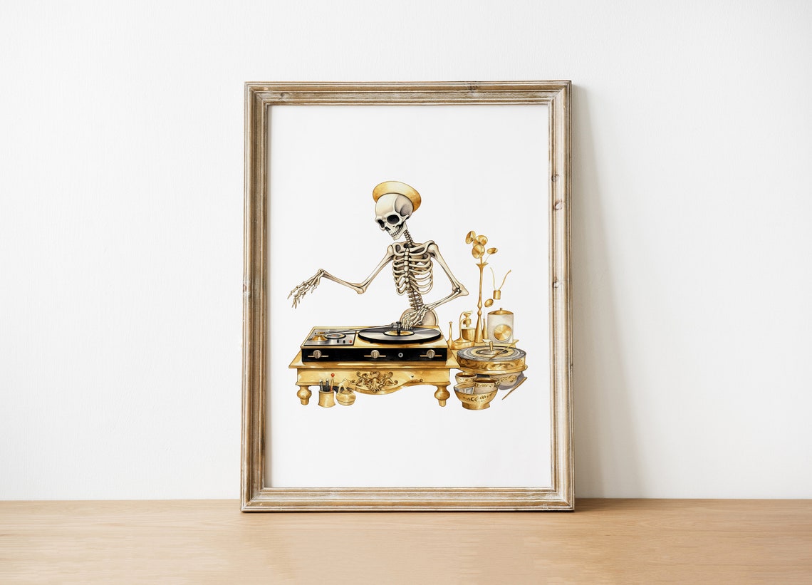 Hip Haunting Halloween Skull Dj Wall Art Fall Skeleton For Party Decor Hop Gangster Vibe