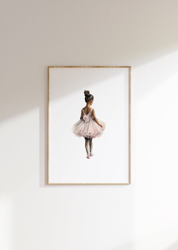 Little Ballerina Girl In Pink Tutu Watercolor Nursery Dance Poster