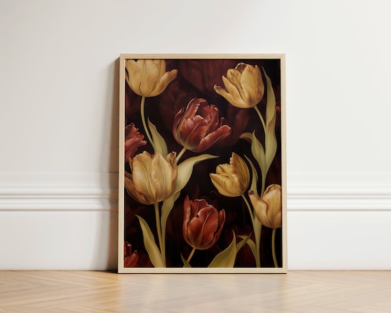 Golden Tulips Fabric Fall Wall Art Decor Farmhouse Home Boho