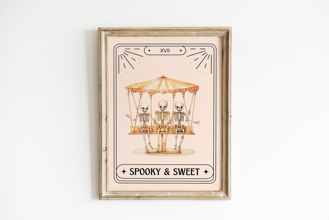 Skeletons Tarot Halloween Wall Art Kids Decor Nursery Gift For